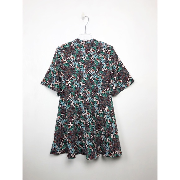 🖤 Zara Mock Neck Allover Printed Floral Dress S - Picture 5 of 5
